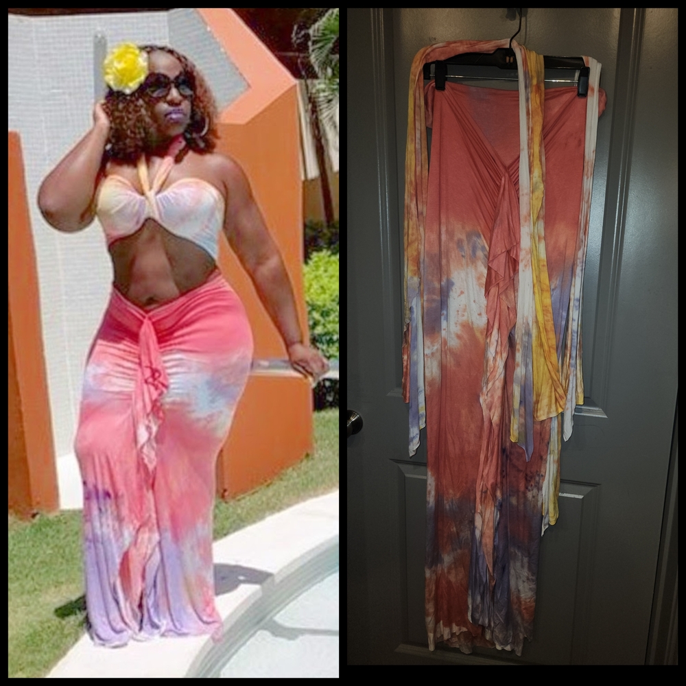 Tie-Dye Maxi Skirt and Bandeau Set